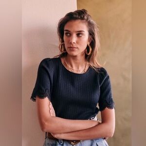 SEZANE Clea Tee Shirt in Black